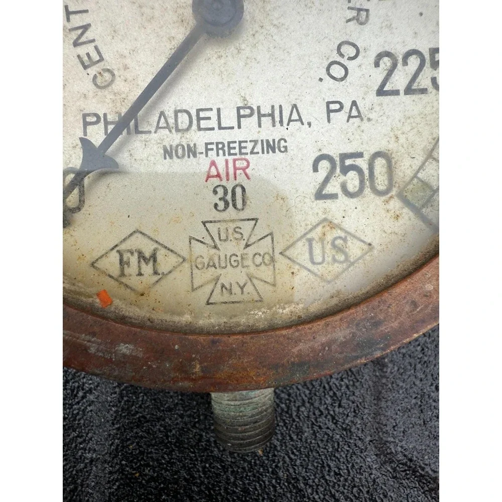 Antique Central Automatic AIR Gauge‎ Brass 0–250 PSI U.S. Gauge Co Philadelphia